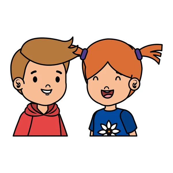 Little kids couple characters — Stock Vector