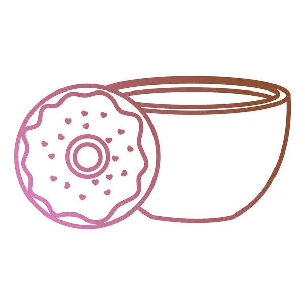 Xícara de café com donuts doces — Vetor de Stock