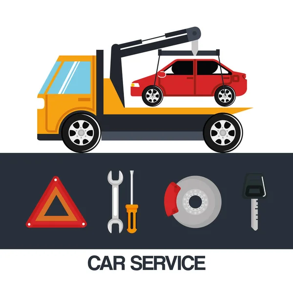 Icônes de service de voiture mécanicien — Image vectorielle