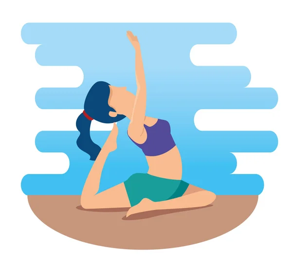 Fitness-Frau macht Yoga-Übungen — Stockvektor
