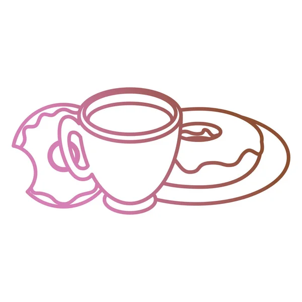 Taza de café con rosquillas dulces — Vector de stock