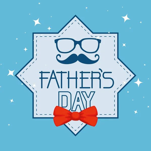 Tarjeta estrella con gafas y bigote para el día del padre — Vector de stock