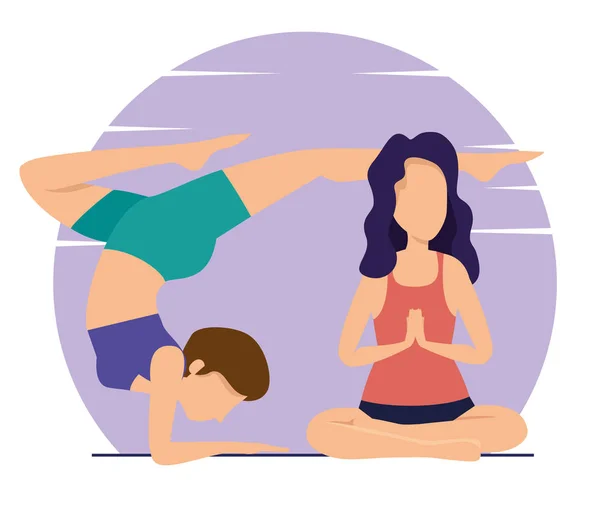 Frauen üben sich in Yoga-Harmonie — Stockvektor