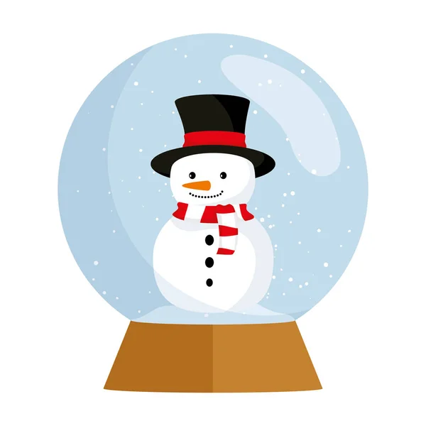 Cute snowman christmas sphere — Stock Vector