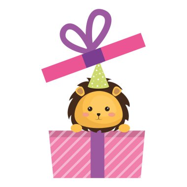 aslan kawaii doğum günü kutlaması ile giftbox