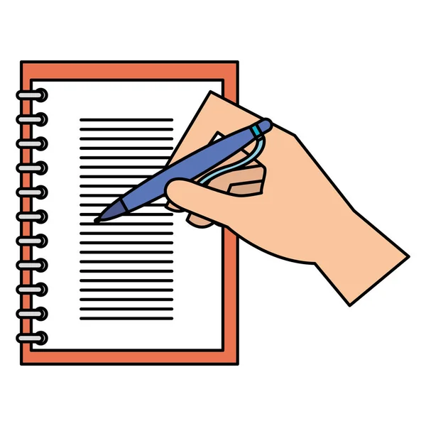 Pisanie ręczne w szkole Notatnika — Wektor stockowy