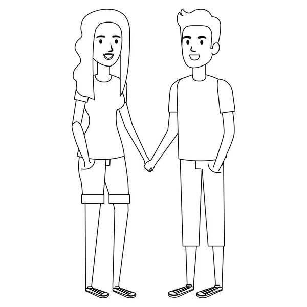 Young couple avatars characters — Stock Vector