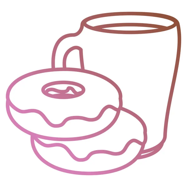 Koffiekopje met zoete donuts — Stockvector