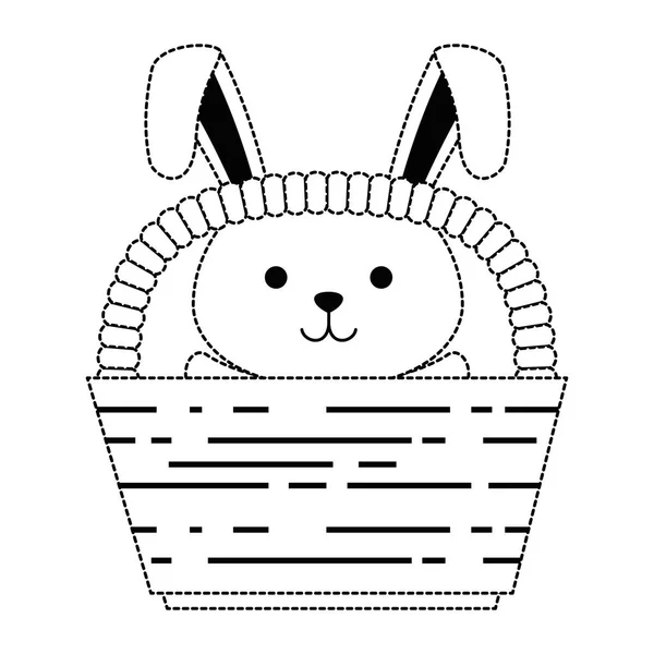 Cute rabbit in basket easter celebration — Stock Vector