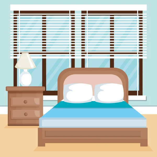 Bed kamer scène pictogram — Stockvector