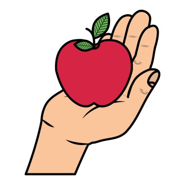elma taze meyve simgesi ile el