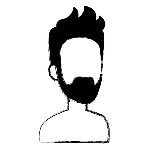 Jovem com barba personagem avatar sem camisa — Vetor de Stock