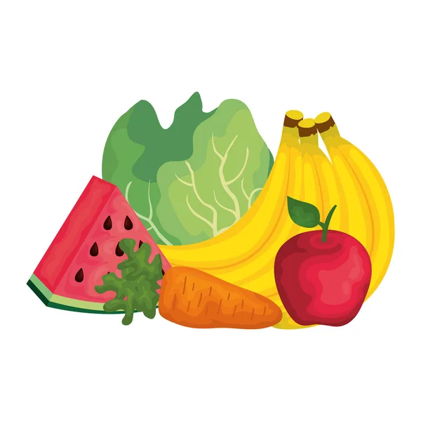 Frutas y hortalizas frescas — Vector de stock