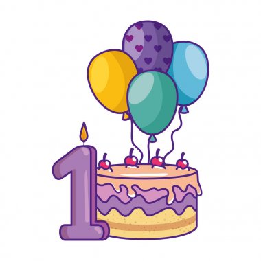 mum sayısı bir ve balonlar helyum ile pasta