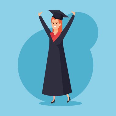 halat ve şapka ile mutlu kadın mezuniyet