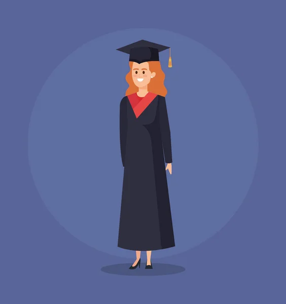 ロープと帽子を持った女子大生卒業 — ストックベクタ