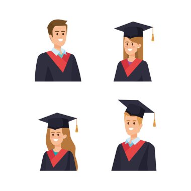 ip ile erkek ve kadın üniversite mezuniyet seti