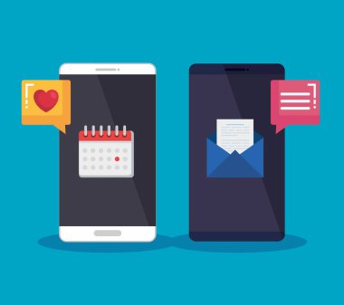 sohbet balonu ve mektup medya ile akıllı telefonlar teknolojisi