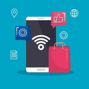 dijital wifi ile akıllı telefon teknolojisi ve sohbet kabarcık içinde işareti gibi