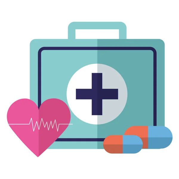 Medizin-Koffer Herzschlagtabletten — Stockvektor