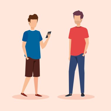 Sosyal akıllı telefon teknolojisi olan kadın ve erkek