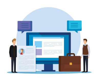 özgeçmiş ve bilgisayar belgesi ile işadamları