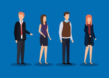 zarif giysiler ve saç modeli ile iş adamları seti