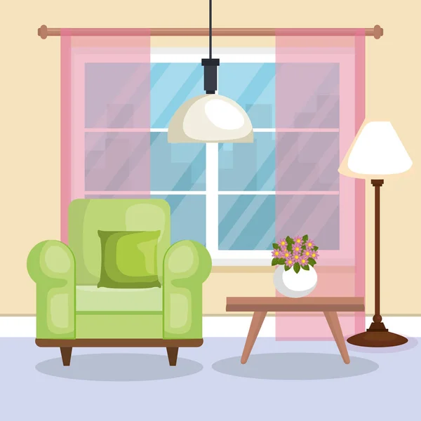 Ícone de cena sala de estar —  Vetores de Stock