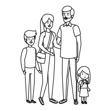 oğlu ve kızı karakterleri ile anne-babalar çift