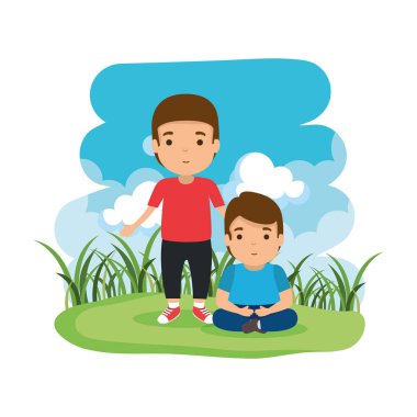 Baba ile oğlu kampta