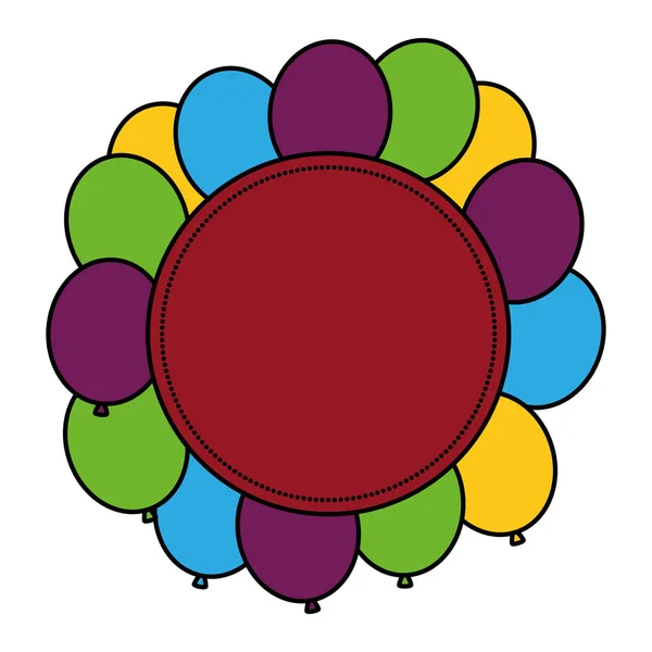 Circular frame with balloons helium — Stock Vector