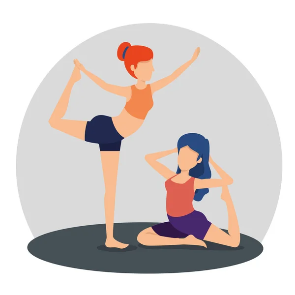 Fitness mujer practica yoga equilibrio — Vector de stock