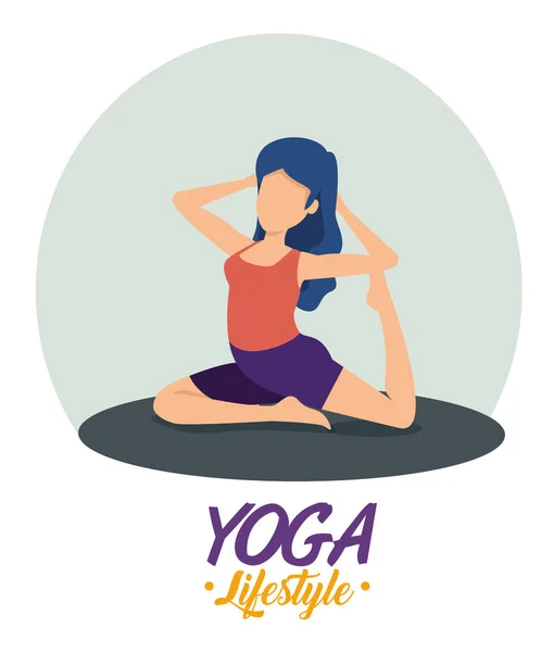 Woman doing yoga balance posture — Stock Vector