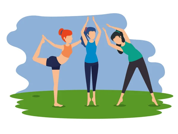 Frauen üben Yoga-Übung — Stockvektor