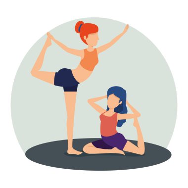 fitness kadınlar yoga egzersiz pozisyonu yapıyor