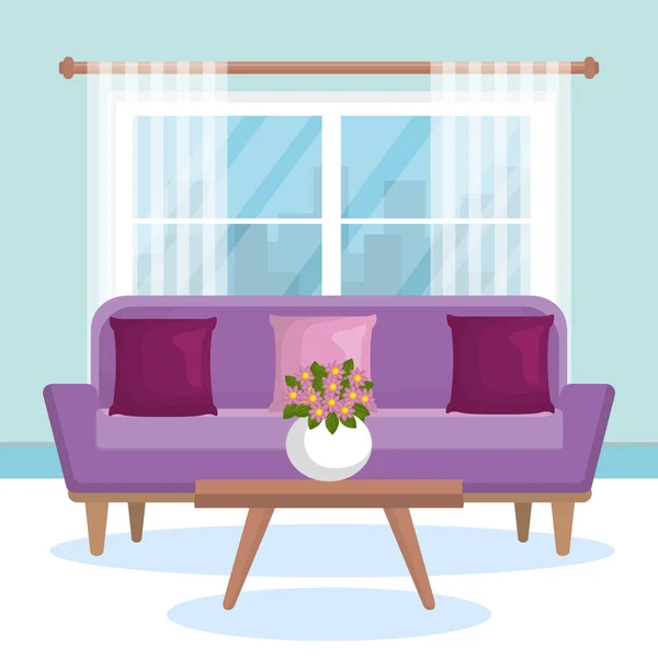 Sala de estar escena icono — Vector de stock