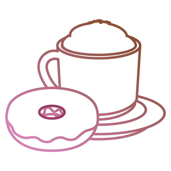 Φλιτζάνι καφέ με γλυκιά ντόνατς — Διανυσματικό Αρχείο