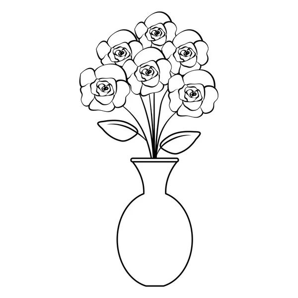 Florero con icono de rosas — Vector de stock