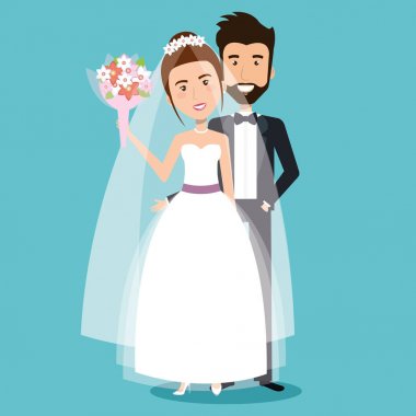 Düğün gününde el ele tutuşan güzel gelin ve damat çifti