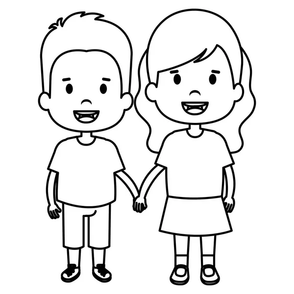 Heureux petits personnages de couple — Image vectorielle