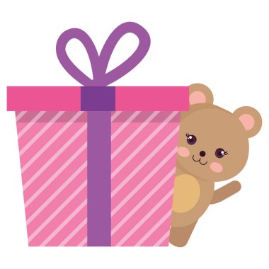 ayı kawaii karakteri ile giftbox mevcut