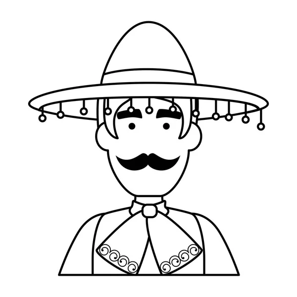 Carácter tradicional mariachi mexicano — Vector de stock