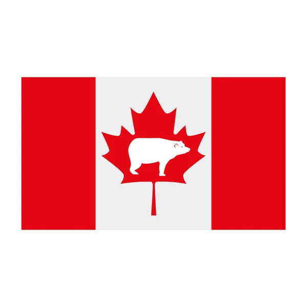 Drapeau canadien avec ours grizzli — Image vectorielle