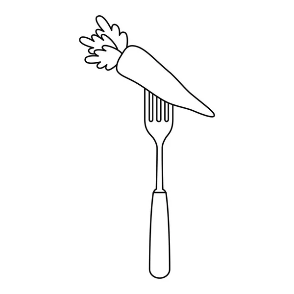 Carotte fraîche dans la fourchette nourriture végétarienne — Image vectorielle
