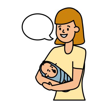 Bir bebek taşıyan anne