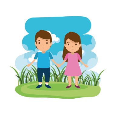 Kamptaki genç çift karakter avatarları