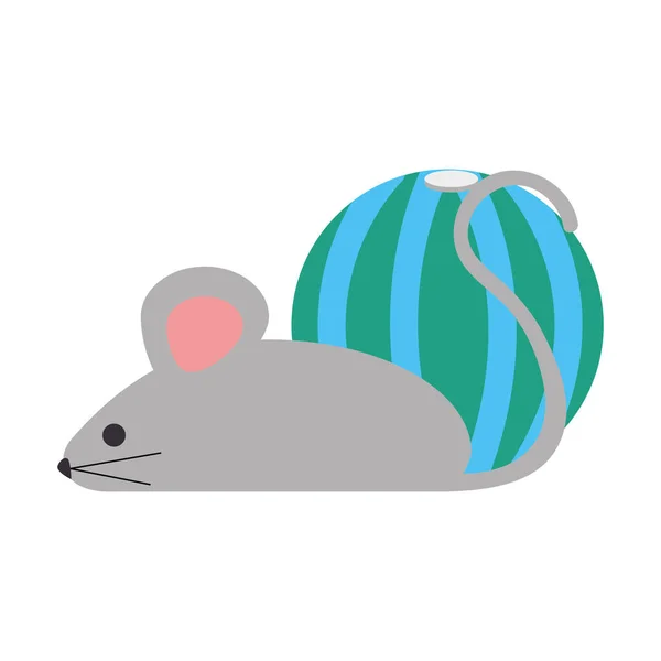 Ratoncito con bola — Vector de stock