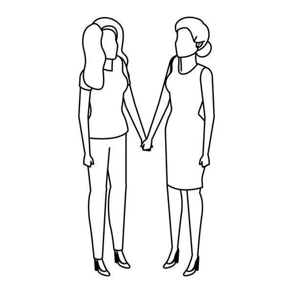 Pareja de mujeres de negocios avatares personajes — Vector de stock