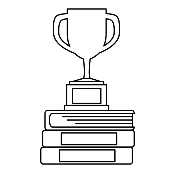Apilar libros de texto con copa de trofeo — Archivo Imágenes Vectoriales