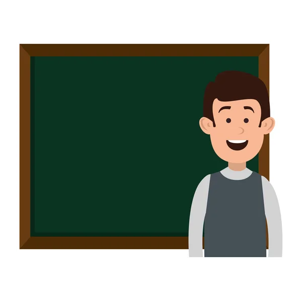 Man met schoolbord karakter onderwijs — Stockvector